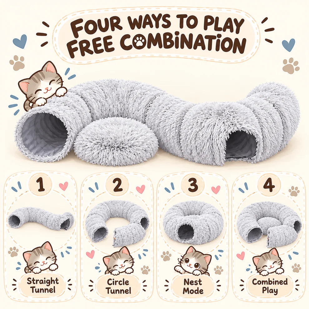 Pawtivo™ Cozy Cat Tunnel & Bed