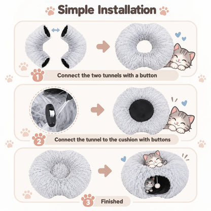 Pawtivo™ Cozy Cat Tunnel & Bed